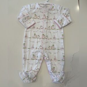 Kissy Kissy NWT footie Noah’s Ark pink baby girl 0-3 months snaps PJ’s onesie